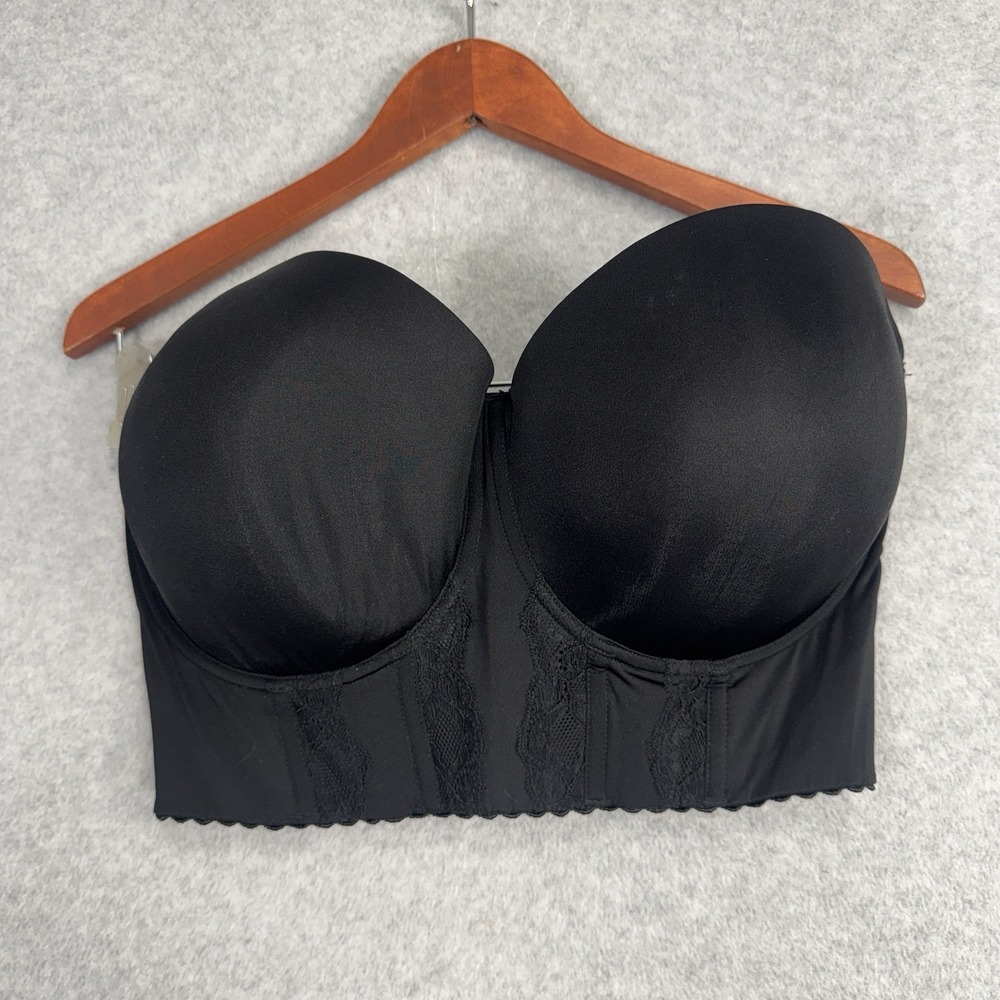 Parfait Strapless Longline Bra 34H Black Lace Underwire Bustier L Corset Bustier